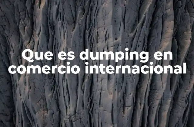 Que es Dumping en Comercio Internacional