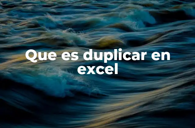 Que es Duplicar en Excel