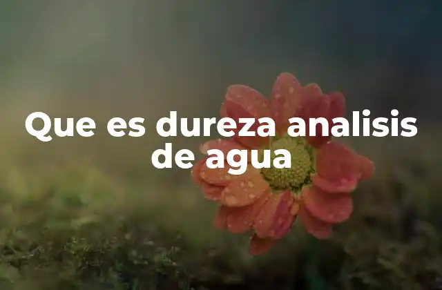Que es Dureza Analisis de Agua