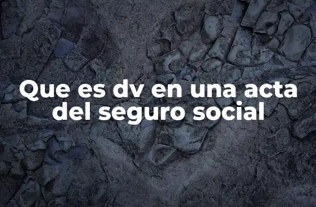 Que es Dv en una Acta Del Seguro Social