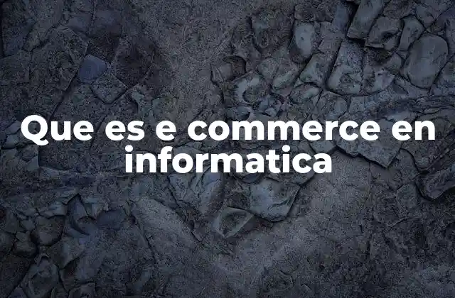 Que es e Commerce en Informatica