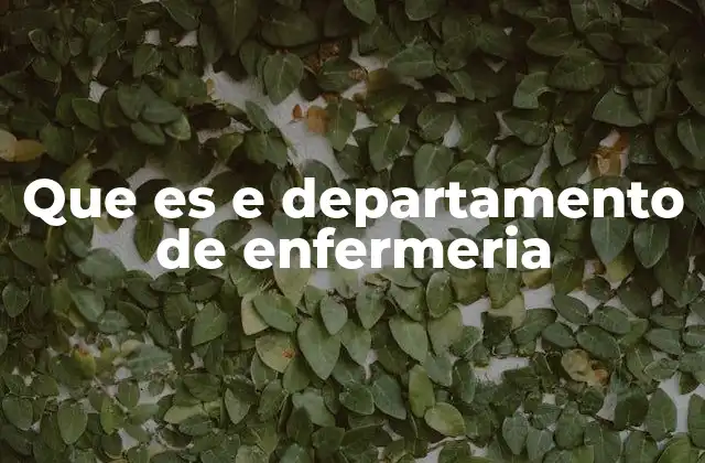 Que es e Departamento de Enfermeria 2 El núcleo vital de la atención hospitalaria