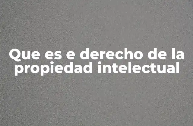 Que es e Derecho de la Propiedad Intelectual