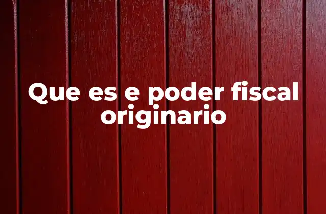 Que es e Poder Fiscal Originario