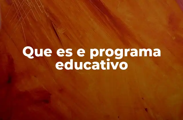 Que es e Programa Educativo