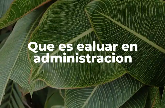 Que es Ealuar en Administracion