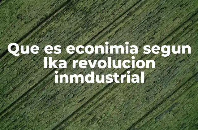 Que es Econimia Segun Lka Revolucion Inmdustrial