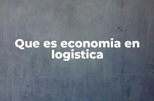 Que es Economia en Logistica