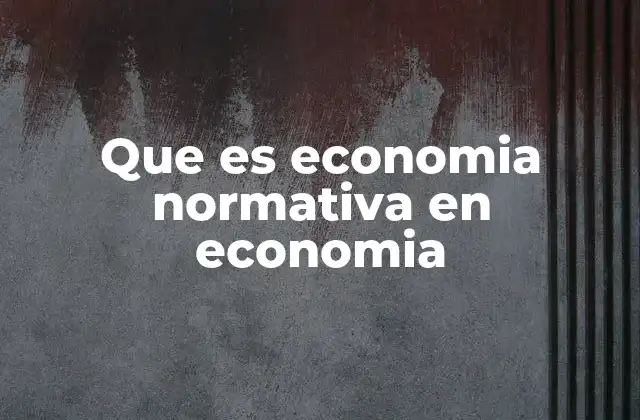 Que es Economia Normativa en Economia