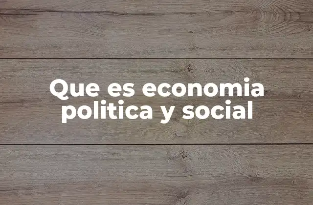 Que es Economia Politica y Social