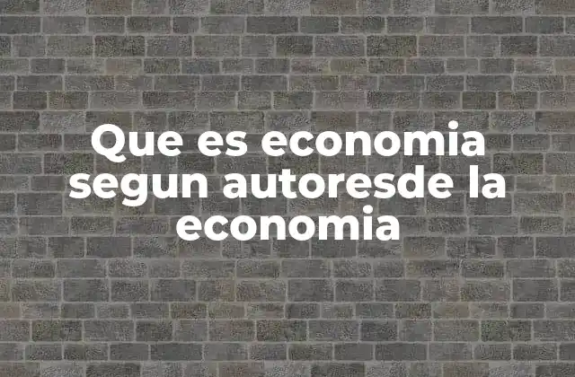 Que es Economia Segun Autoresde la Economia
