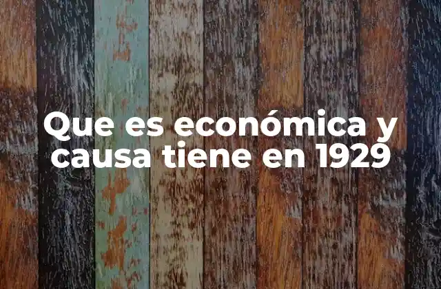 Que es Económica y Causa Tiene en 1929