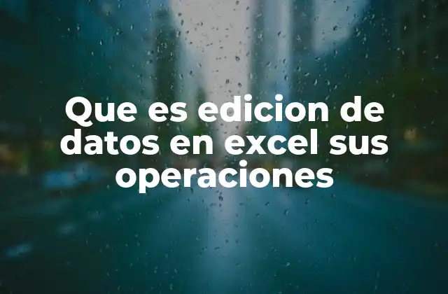 Que es Edicion de Datos en Excel Sus Operaciones