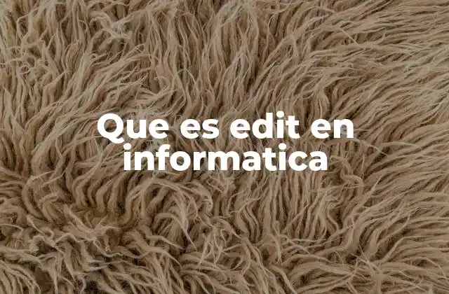 Que es Edit en Informatica