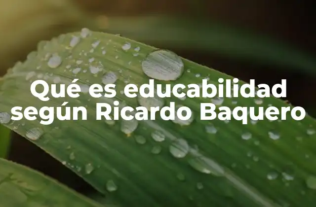 Qué es Educabilidad según Ricardo Baquero 2 La educación como proceso esencial de transformación humana