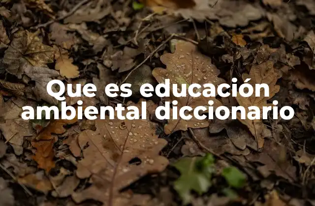 Que es Educación Ambiental Diccionario