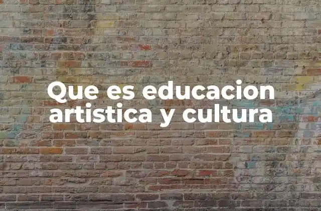 Que es Educacion Artistica y Cultura