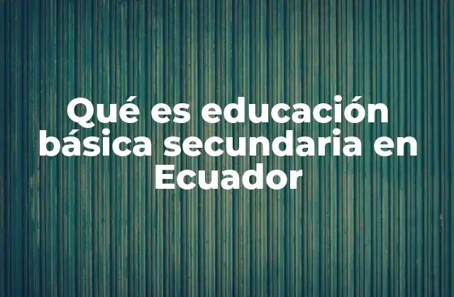 Qué es Educación Básica Secundaria en Ecuador