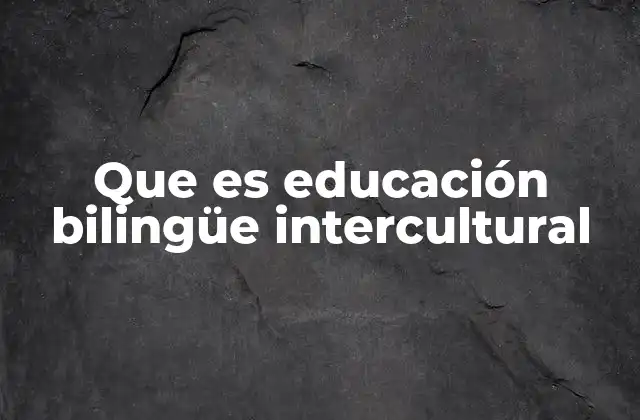 Que es Educación Bilingüe Intercultural