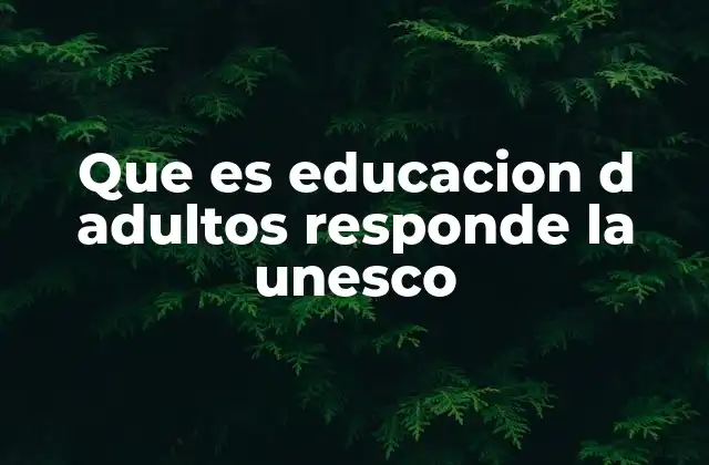 Que es Educacion D Adultos Responde la Unesco