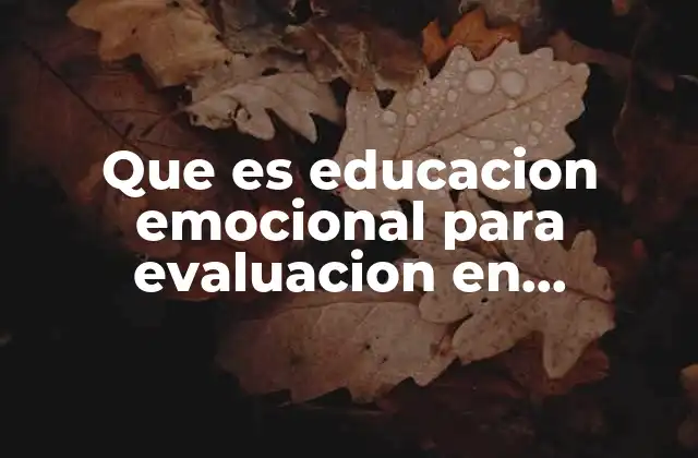 Que es Educacion Emocional para Evaluacion en Preescolar