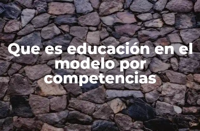 Que es Educación en el Modelo por Competencias