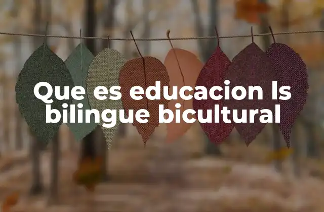 Que es Educacion Ls Bilingue Bicultural