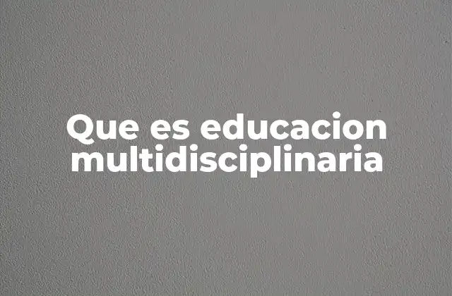 Que es Educacion Multidisciplinaria