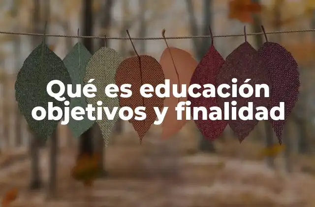 Qué es Educación Objetivos y Finalidad