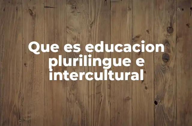 Que es Educacion Plurilingue e Intercultural