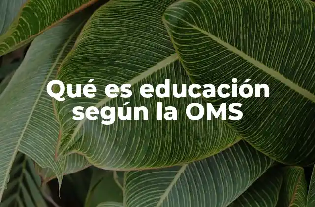 Qué es Educación según la Oms