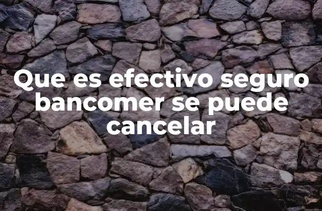 Que es Efectivo Seguro Bancomer Se Puede Cancelar