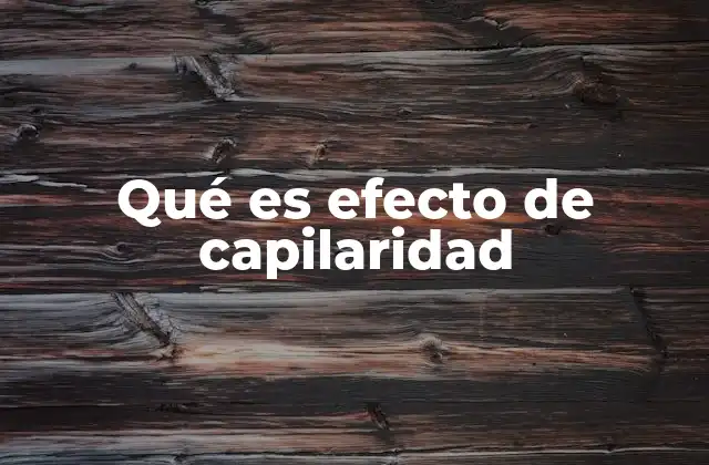 Qué es Efecto de Capilaridad