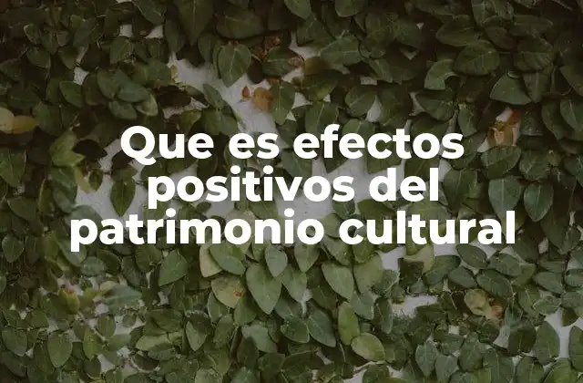 Que es Efectos Positivos Del Patrimonio Cultural