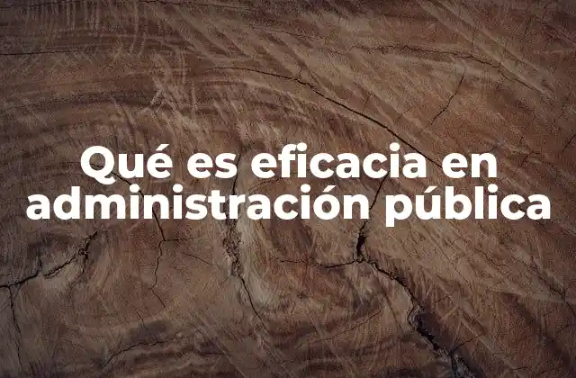 Qué es Eficacia en Administración Pública