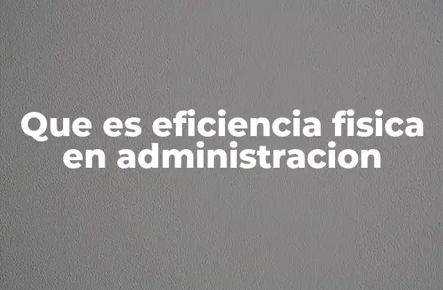 Que es Eficiencia Fisica en Administracion
