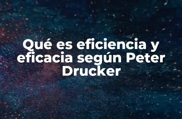 Qué es Eficiencia y Eficacia según Peter Drucker