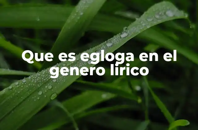 Que es Egloga en el Genero Lirico