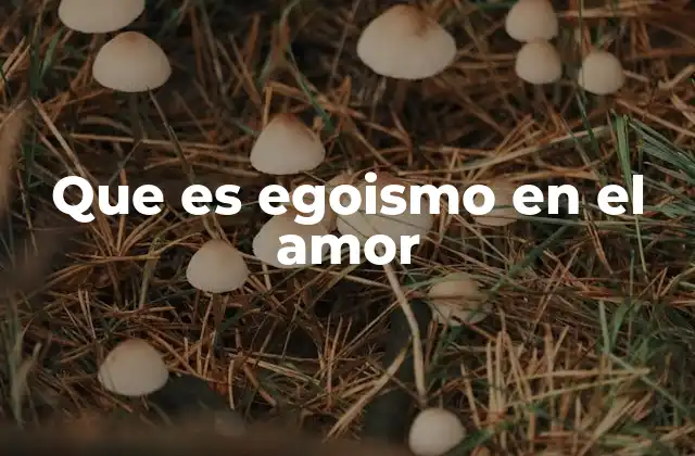 Que es Egoismo en el Amor