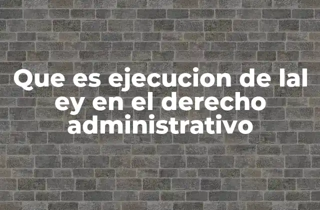 Que es Ejecucion de Lal Ey en el Derecho Administrativo