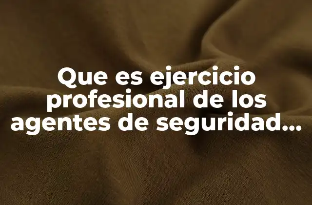 Que es Ejercicio Profesional de los Agentes de Seguridad Pública