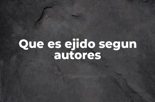 Que es Ejido Segun Autores