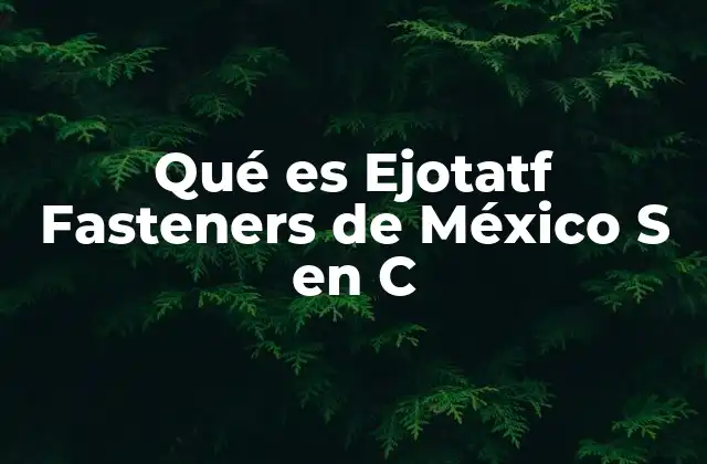 Qué es Ejotatf Fasteners de México S en C