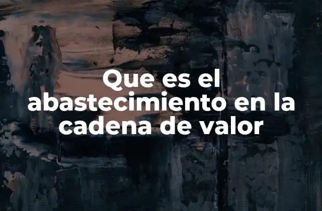 Que es el Abastecimiento en la Cadena de Valor