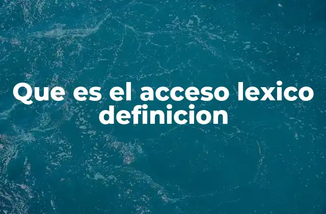 Que es el Acceso Lexico Definicion