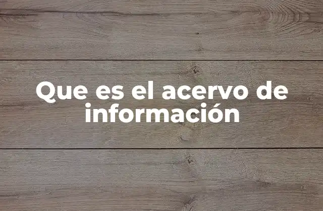 Que es el Acervo de Información