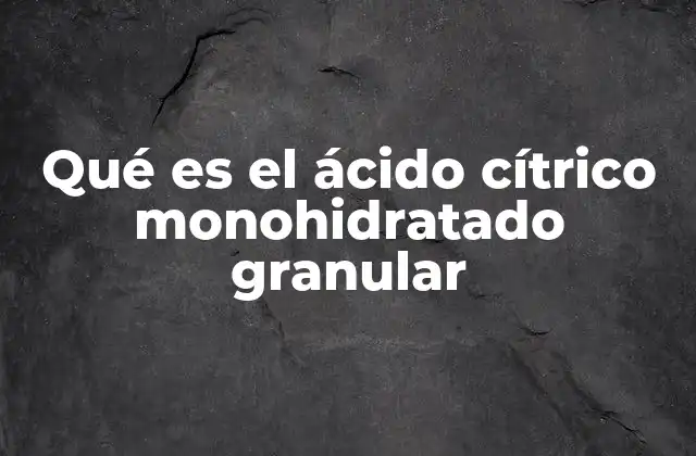 Qué es el Ácido Cítrico Monohidratado Granular