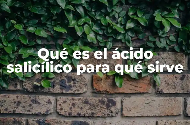 Qué es el Ácido Salicílico para Qué Sirve