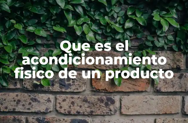 Que es el Acondicionamiento Fisico de un Producto