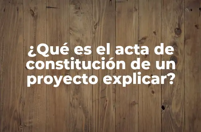 ¿qué es el Acta de Constitución de un Proyecto Explicar?